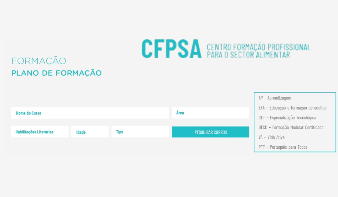 Cursos remunerados na área alimentar (CFPSA) – Lisboa, Porto, Coimbra e Algarve